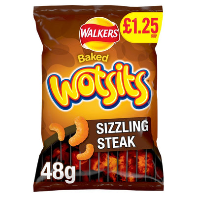 Walkers Wotsits Sizzling Steak Snacks Crisps 48g (Pack of 15)
