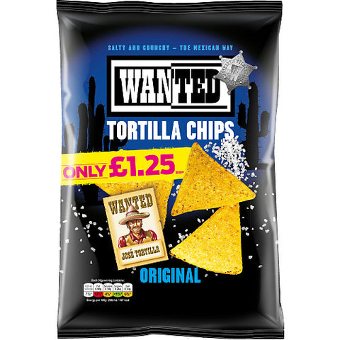 Wanted Tortilla Chips Salt 125g (Pack of 12)