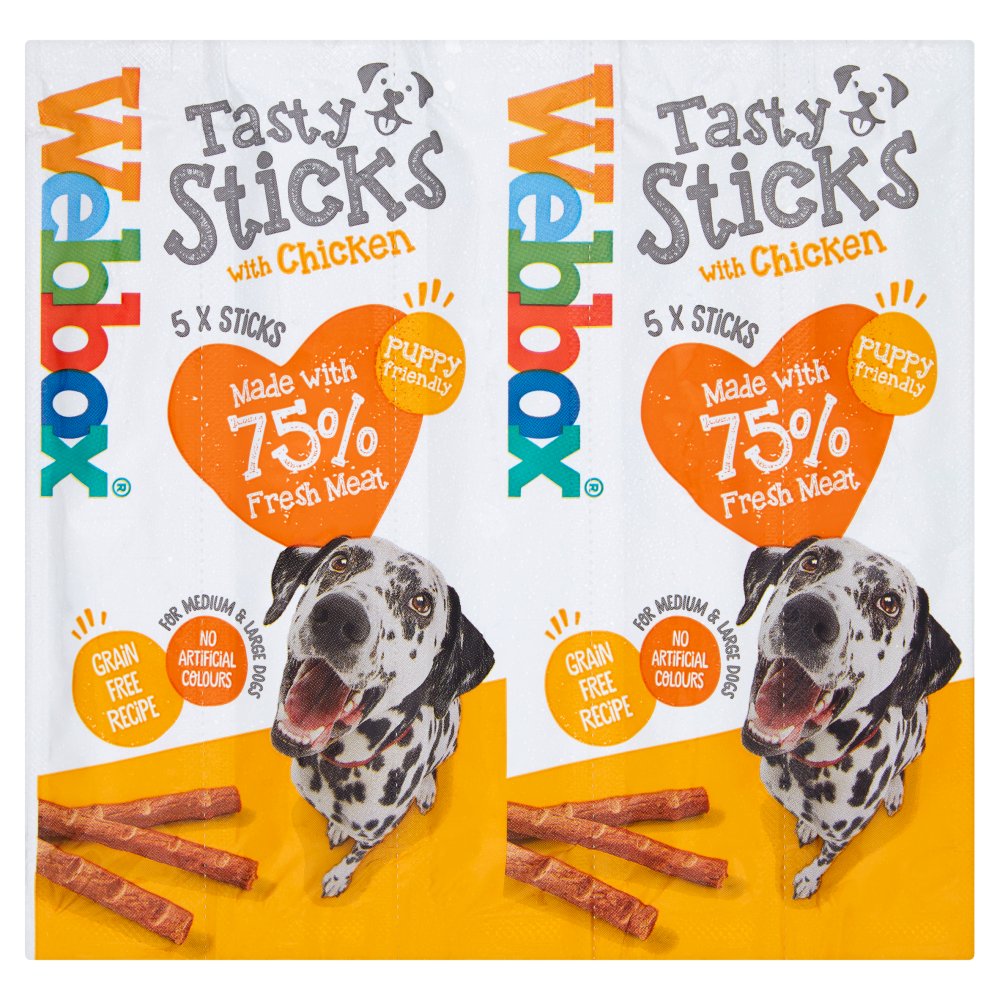 Webbox 5 Tasty Sticks with Chicken 55g (Pack of 18)