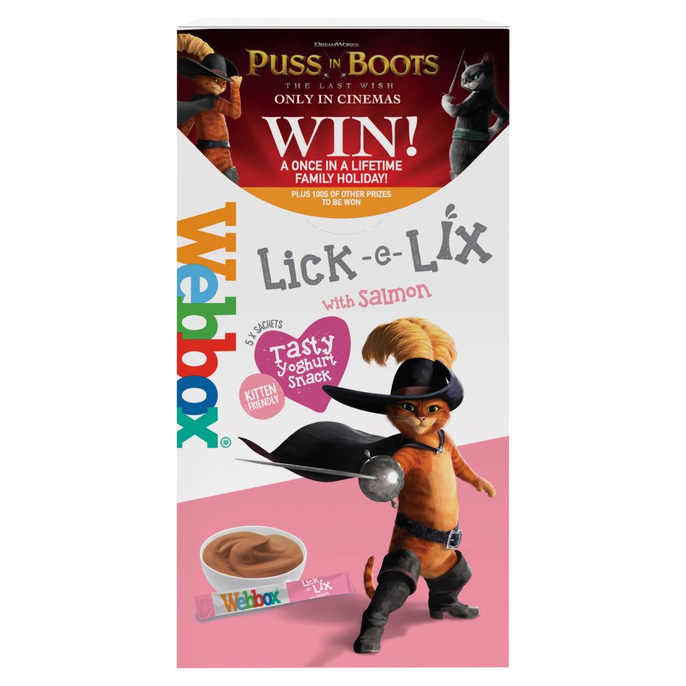 Webbox Lick-e-Lix with Salmon Tasty Yoghurty Treat 5 x 15g (Pack of 10)