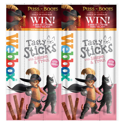 Webbox Tasty Sticks with Salmon & Trout 6 Semi-Moist Tasty Treats 30g (180g) (Pack of 12)