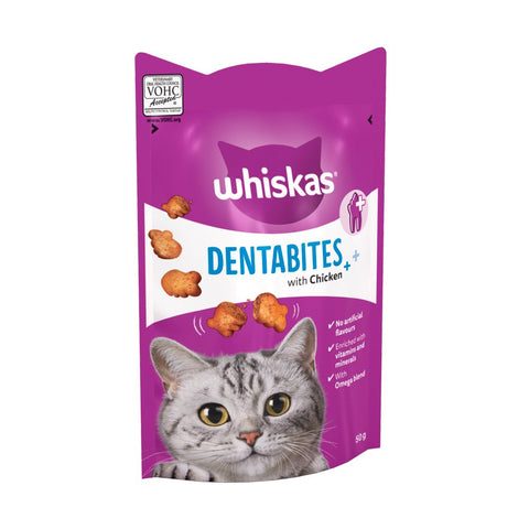 Whiskas Dentabites Adult Cat Treats with Chicken 50g (Pack of 8)