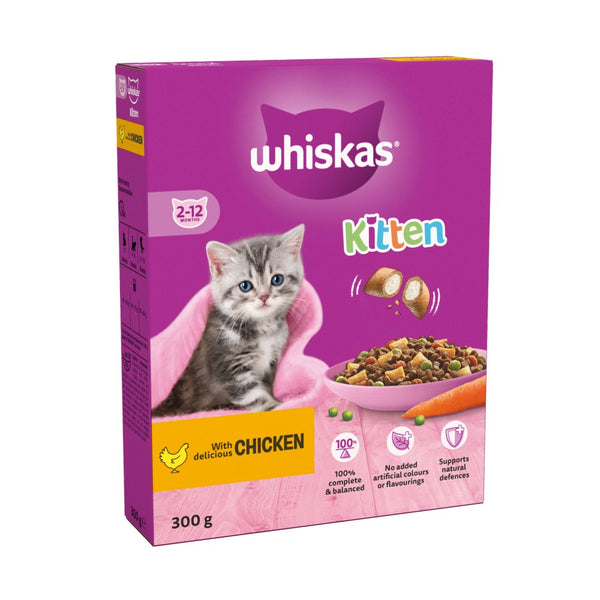 Whiskas Kitten Chicken Dry Cat Food 300g (Pack of 6)