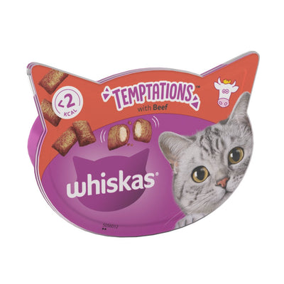 Whiskas Temptations Adult Cat Treats with Beef 60g (Pack of 8)