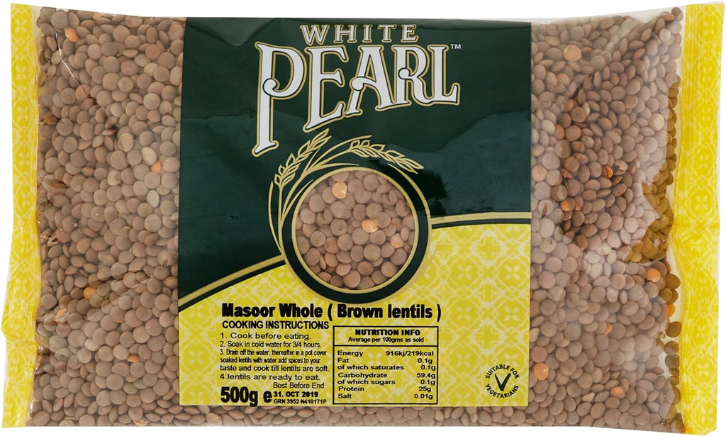 White Pearl Masoor Dal Whole 500g (Pack of 12)