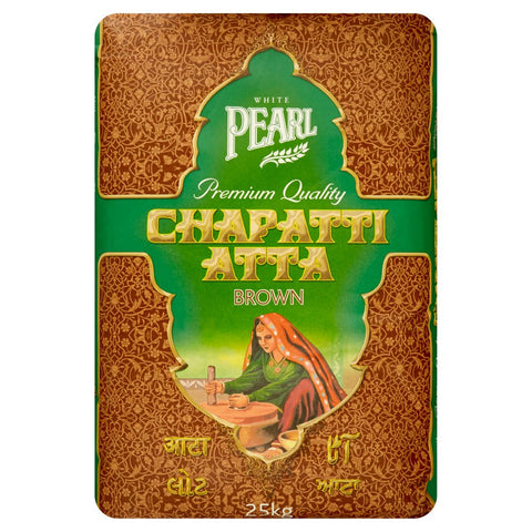 White Pearl Premium Quality Chapatti Atta Brown 25kg (Pack of 1)