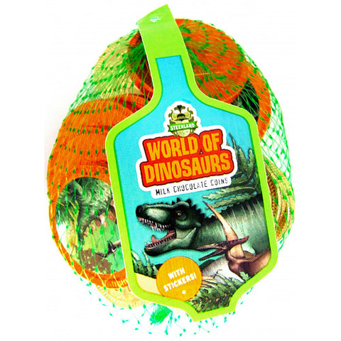 World Of Dinosaurs Milk Choc Coins Nets 65g (Pack of 12)