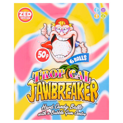 Zed Candy 6 Tropical Jawbreaker Balls 49.5g (Pack of 24)