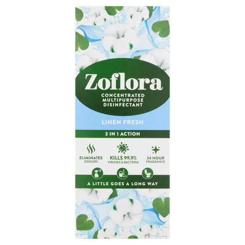 Zoflora 3 in 1 Action Concentrated Multipurpose Disinfectant Linen Fresh 500ml (Pack of 1)