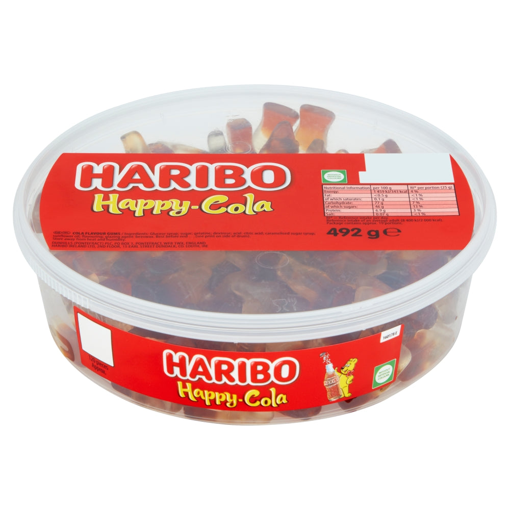Haribo Happy Cola Bottles Tub 492g (Pack of 1)