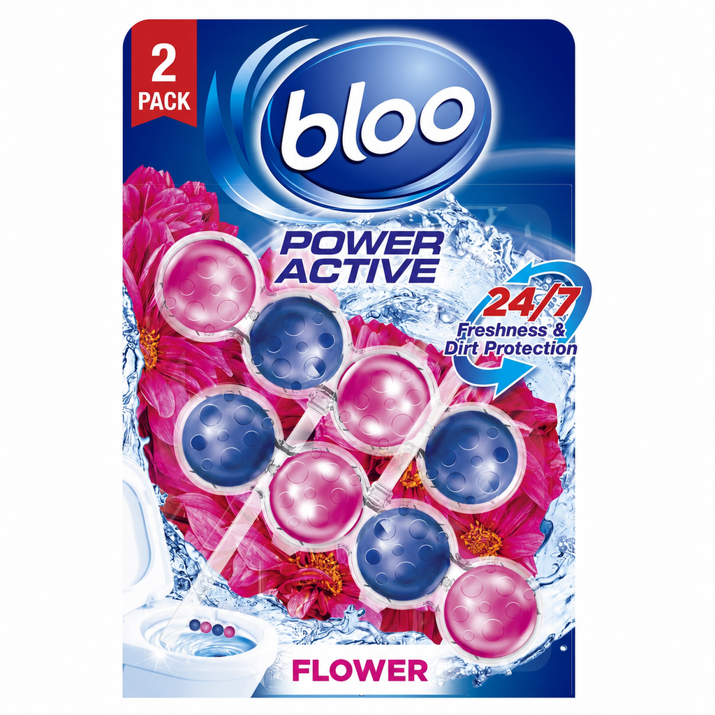 Bloo Power Active Flower Toilet Rim Block 2 x 50g (Pack of 6)