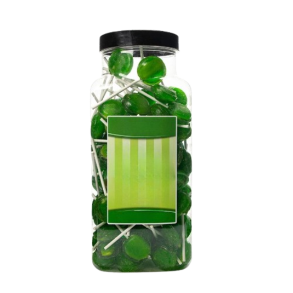 Dobsons Apple Mega Lollies 90 Unwrapped Lollipops Jar British Gluten Free and Vegetarian Friendly Candy Lolly