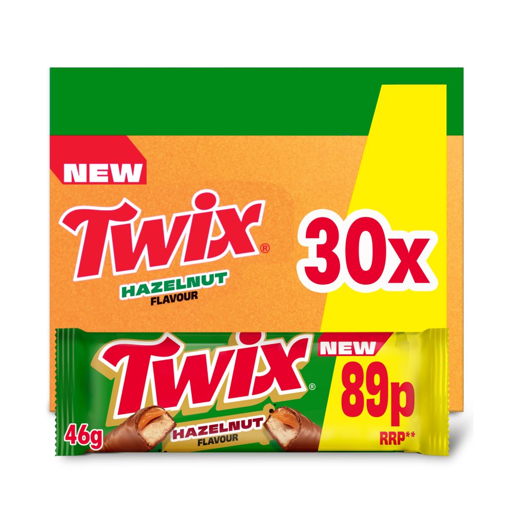 Twix Xtra Hazelnut Milk Chocolate Bar 46g (Pack of 30)