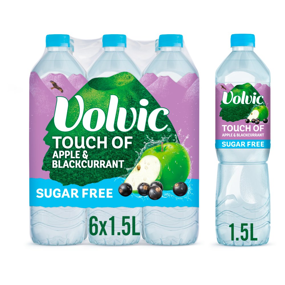 Volvic Touch of Apple &amp; Blackcurrant 1.5Ltr (Pack of 6)