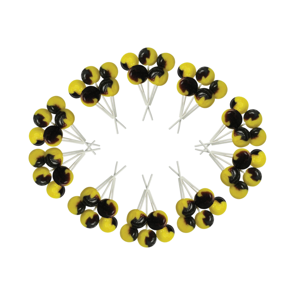 Dobsons Banana Split Mega Lollies 50 Unwrapped Lollipops Bag British Gluten Free and Vegetarian Friendly Candy Lolly