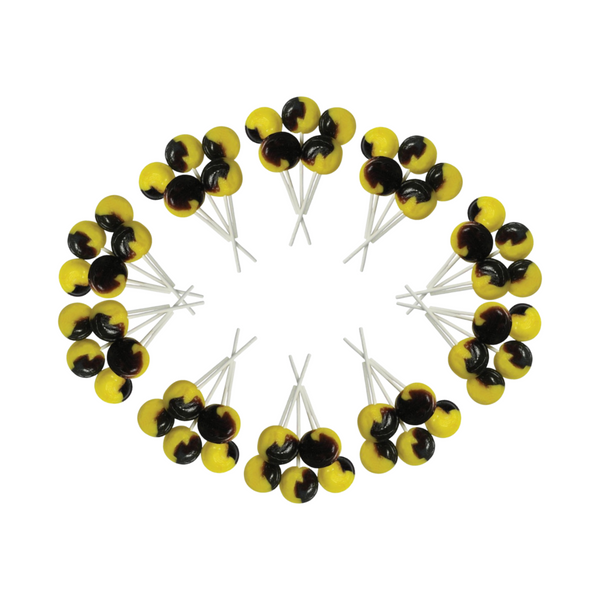 Dobsons Banana Split Mega Lollies 50 Unwrapped Lollipops Bag British Gluten Free and Vegetarian Friendly Candy Lolly