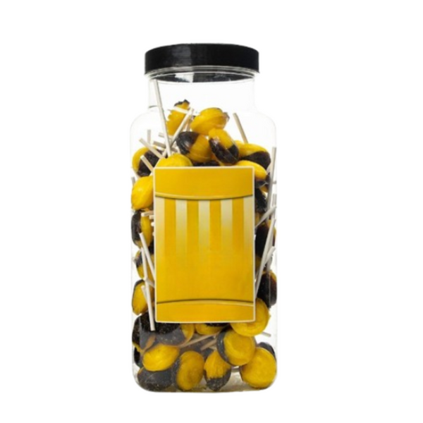 Dobsons Banana Split Mega Lollies 90 Unwrapped Lollipops Jar British Gluten Free and Vegetarian Friendly Candy Lolly