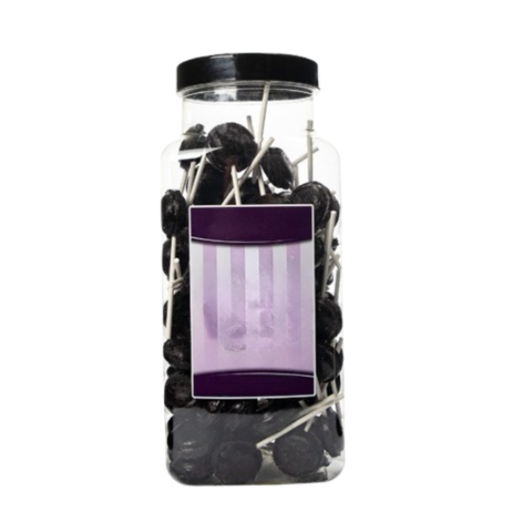 Dobsons Blackcurrant Mega Lollies 90 Unwrapped Lollipops Jar British Gluten Free and Vegetarian Friendly Candy Lolly