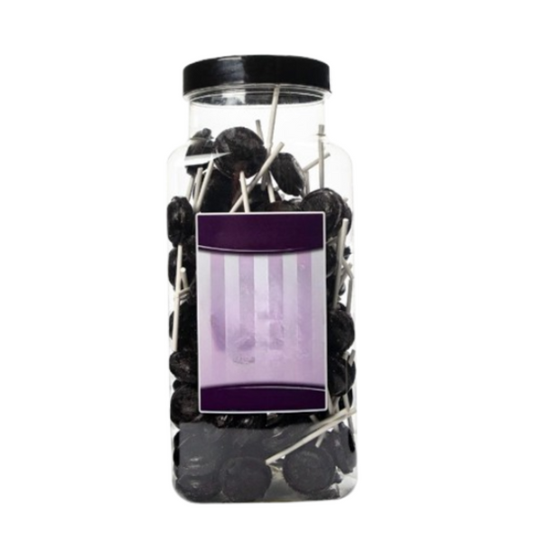 Dobsons Blackcurrant Mega Lollies 90 Unwrapped Lollipops Jar British Gluten Free and Vegetarian Friendly Candy Lolly