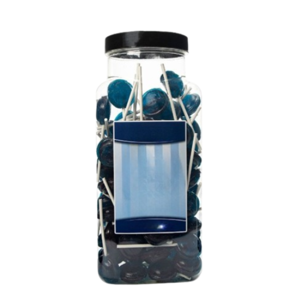 Dobsons Blueberry Mega Lollies 90 Unwrapped Lollipops Jar British Gluten Free and Vegetarian Friendly Candy Lolly