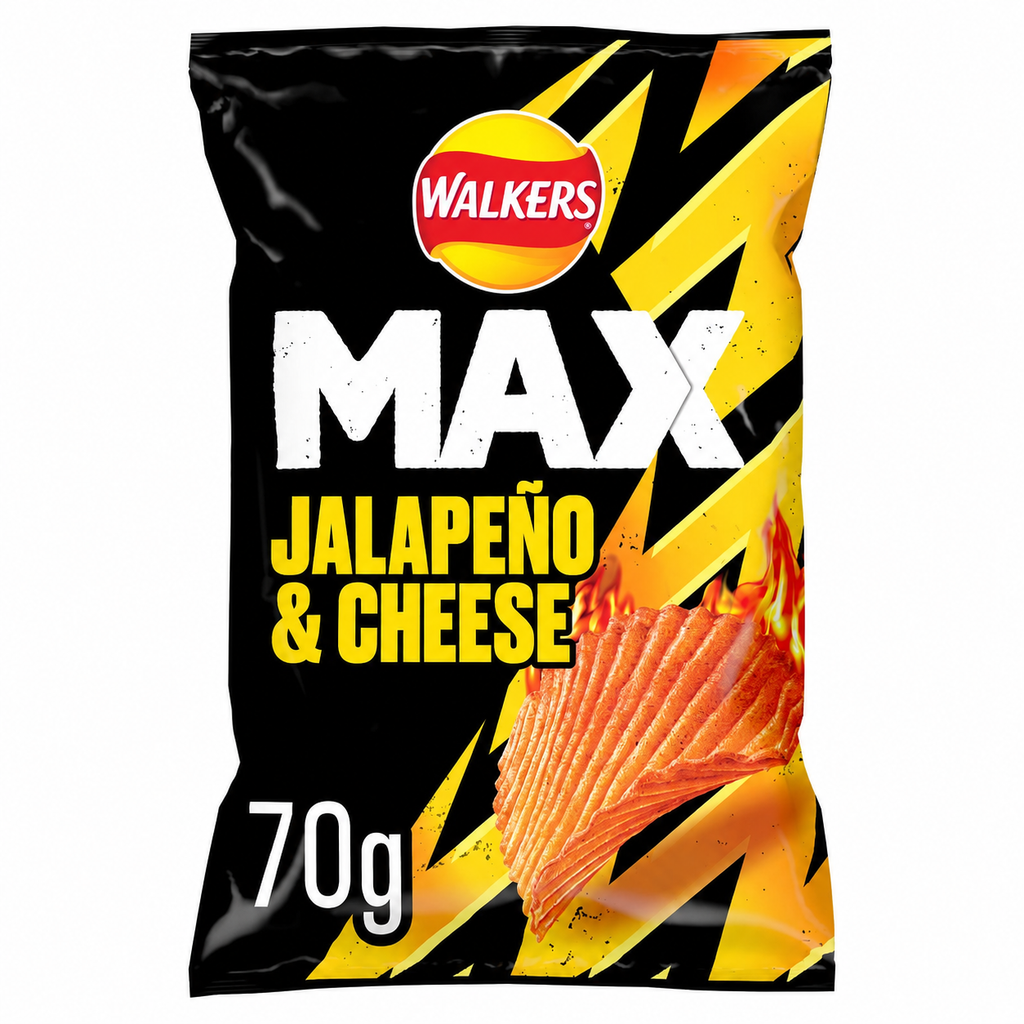 Walkers MAX Jalapeno & Cheese Sharing Crisps 70g (Pack of 15)