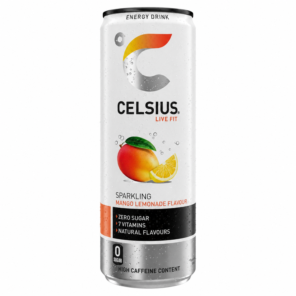 Celsius Energy Drink, Sparkling Mango Lemonade 355ml (Pack of 12)