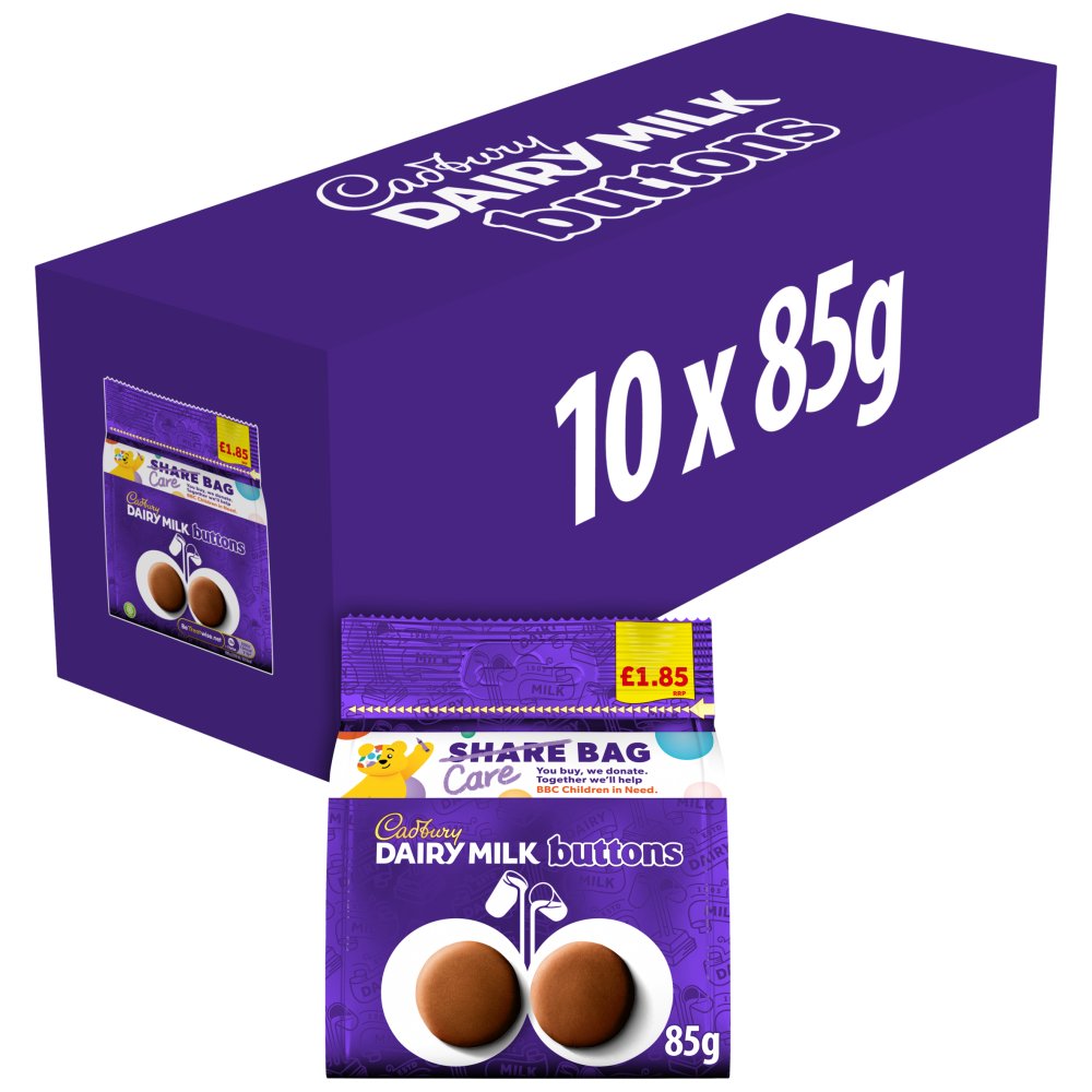 Cadbury Dairy Milk Buttons Chocolate Bag 85g (Pack of 10)
