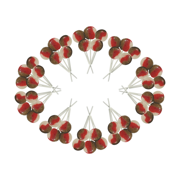 Dobsons Cherry Cola Mega Lollies 50 Unwrapped Lollipops Bag British Gluten Free and Vegetarian Friendly Candy Lolly