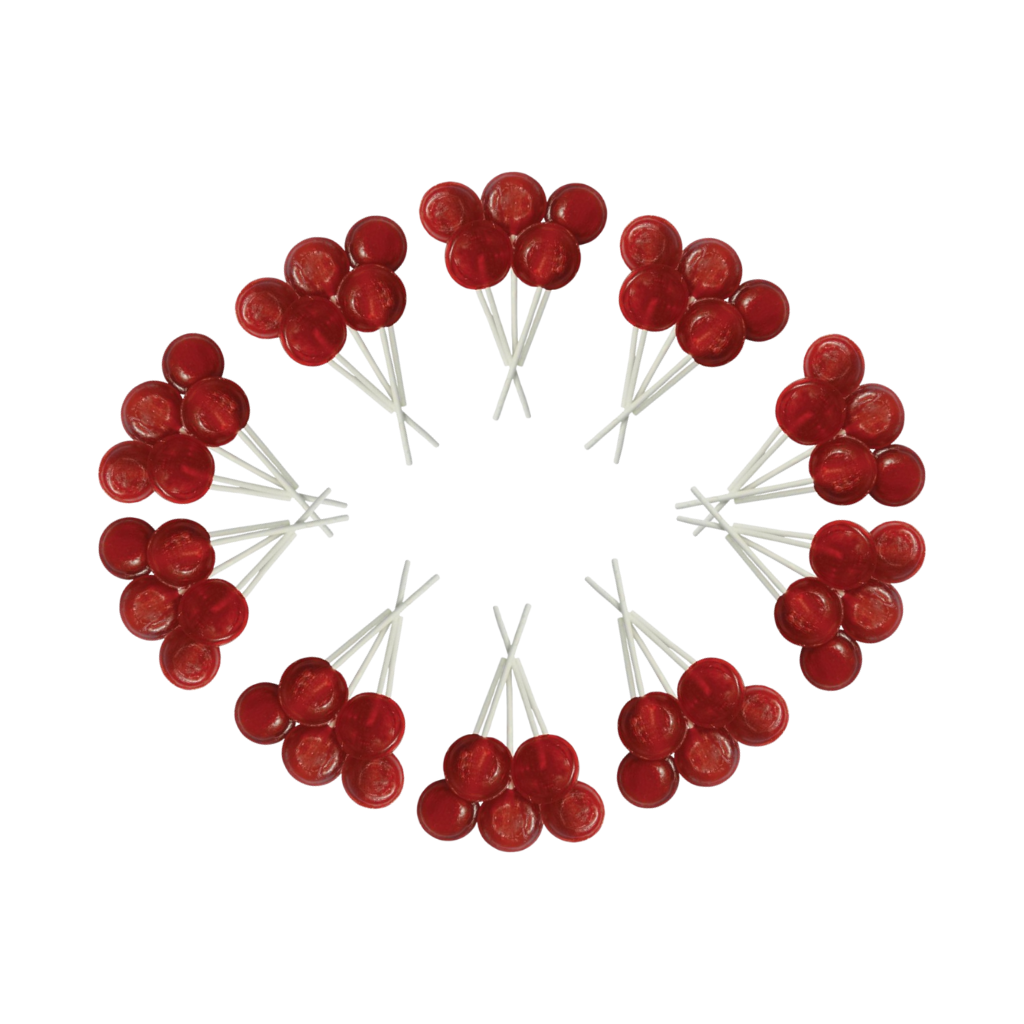 Dobsons Cherry Mega Lollies 50 Unwrapped Lollipops Bag British Gluten Free and Vegetarian Friendly Candy Lolly