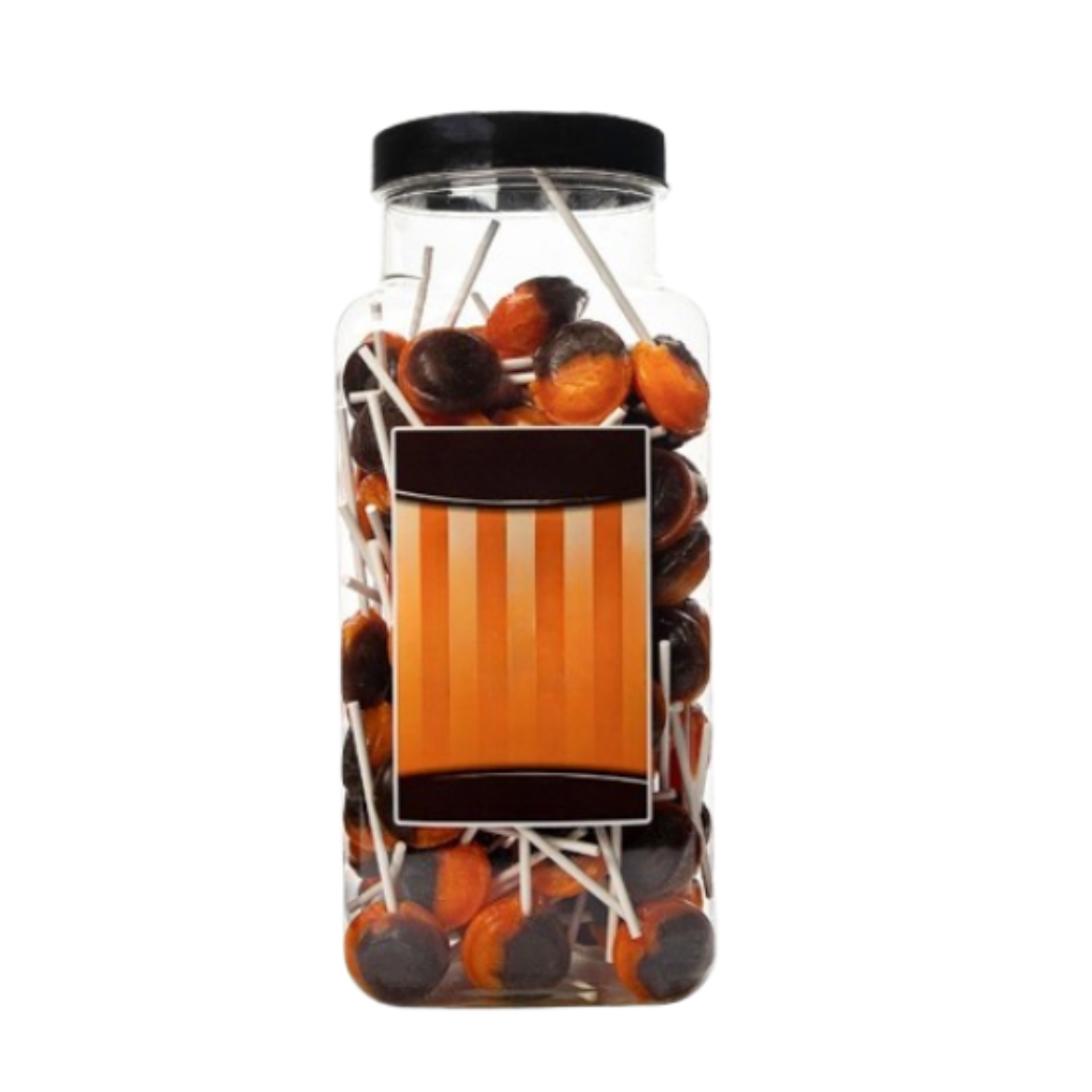 Dobsons Chocolate Orange Mega Lollies 90 Unwrapped Lollipops Jar British Gluten Free and Vegetarian Friendly Candy Lolly