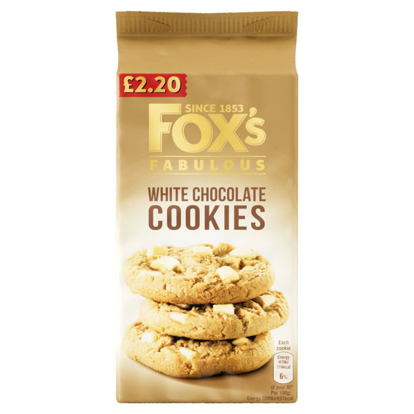 Fox's Fabulous White Chocolate Cookies 180g (Pack of 8)