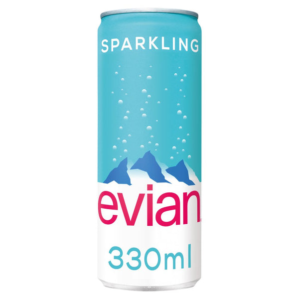 evian Sparkling Natural Mineral Water Can 330ml (Pack of 24)
