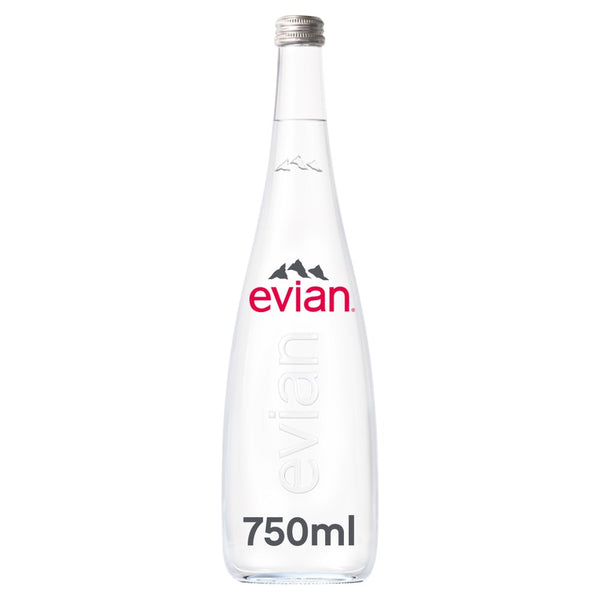 evian Still Natural Mineral Water Glass Bottle 750ml (Pack of 12)