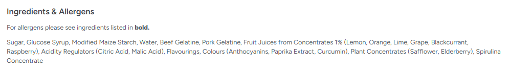 Zorba Online Fruit Pastilles 500g Bag