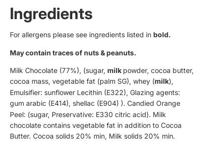 Carol Anne Milk Chocolate Orange Peel 100g Bag