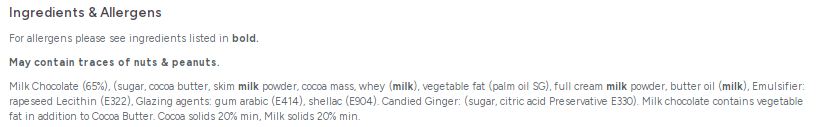 Carol Anne Milk Chocolate Ginger 100g Bag