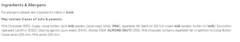 Carol Anne Milk Chocolate Almonds 100g Bag