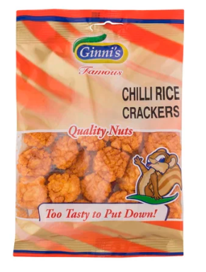 Ginni's Chilli Rice Crackers 70g (Pack of 10)