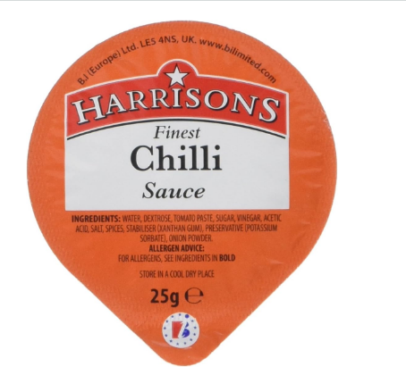 Harrisons Chilli Sauce Dips 100 x 25g (Pack of 1)