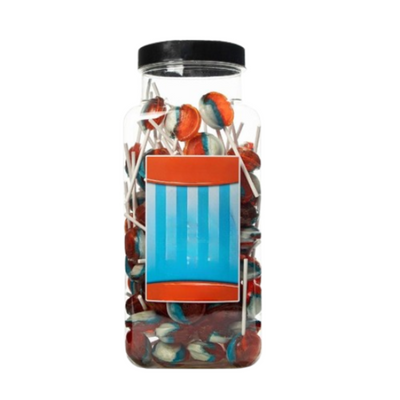 Dobsons Iron Brew Mega Lollies 90 Unwrapped Lollipops Jar British Gluten Free and Vegetarian Friendly Candy Lolly
