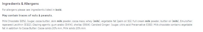Carol Anne Milk Chocolate Ginger 1kg Bag