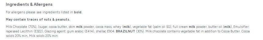 Carol Anne Milk Chocolate Brazils 1kg Bag