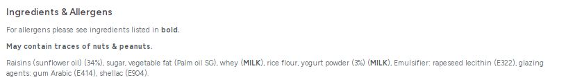 Carol Anne Yogurt Raisins 500g Bag