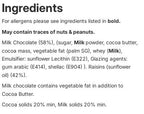 Carol Anne Milk Chocolate Raisins 500g Bag