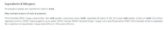Carol Anne Milk Chocolate Ginger 500g Bag