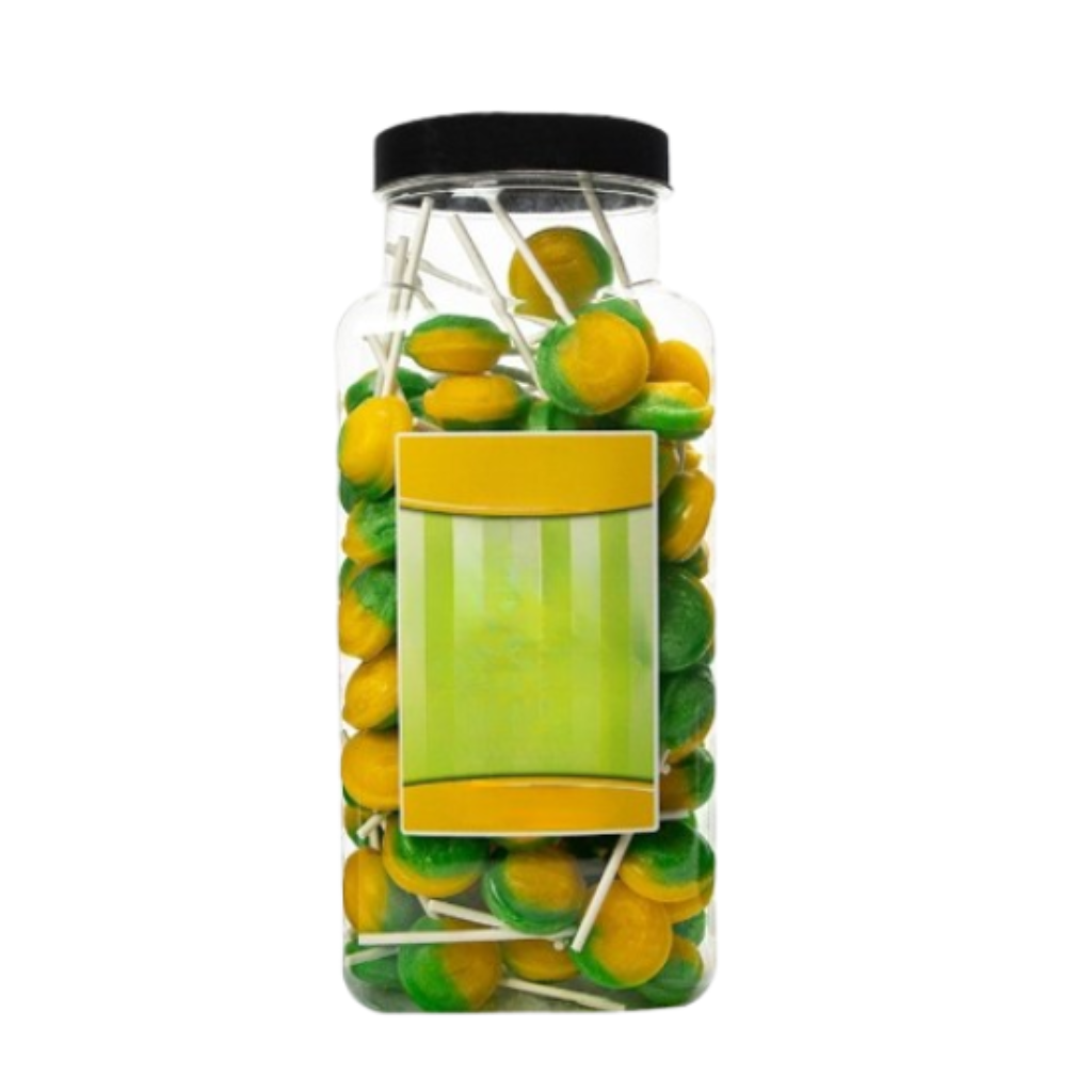 Dobsons Lemon and Lime Mega Lollies 90 Unwrapped Lollipops Jar British Gluten Free and Vegetarian Friendly Candy Lolly