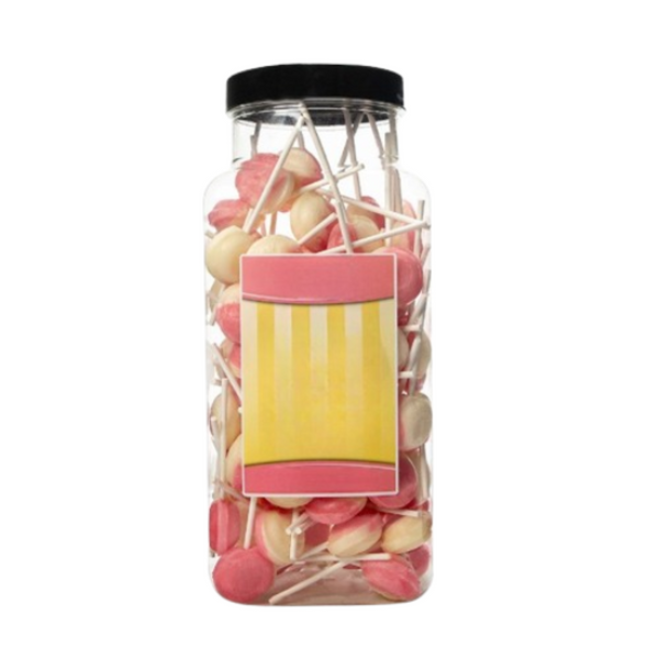 Dobsons Marshmallow Mega Lollies 90 Unwrapped Lollipops Jar British Gluten Free and Vegetarian Friendly Candy Lolly