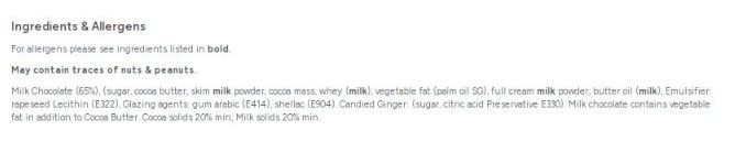 Carol Anne Milk Chocolate Ginger 250g Bag