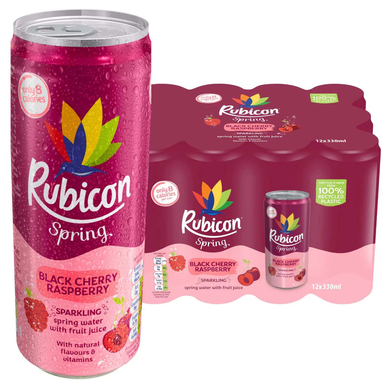 Rubicon Raw Cherry Raspberry Zero 500ml (Pack of 12)