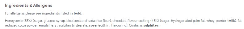 Zorba Online Chocolate Covered Cinder Toffee 100g Bag